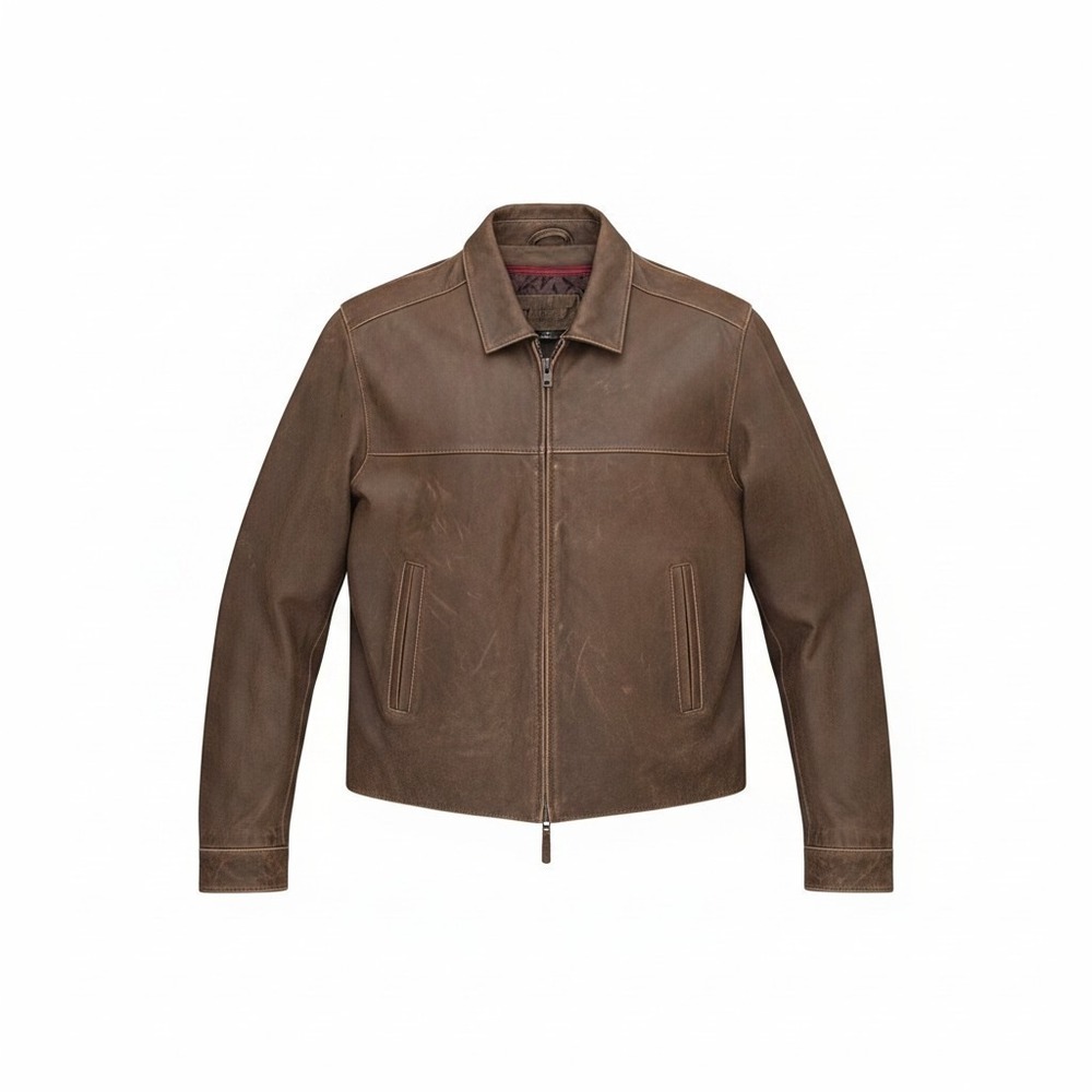 Vintage John's Bay Brown Genuine Leather Jacket Mens XL Removable Liner 1XL